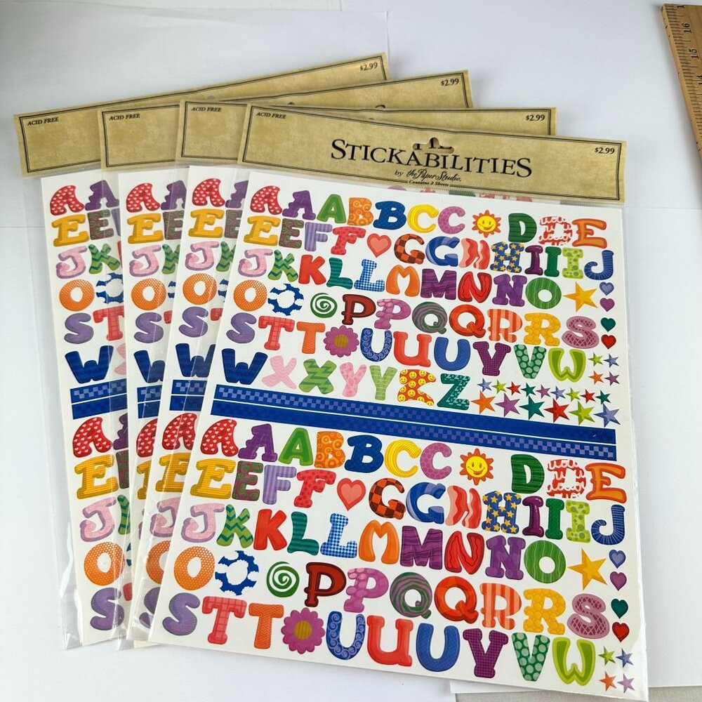 Stickabilities Colorful Alphabet & Stars Stickers - 8 Sheets Total